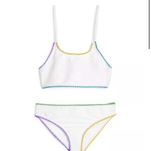 Limeapple White Bikini with Multicolor Edging